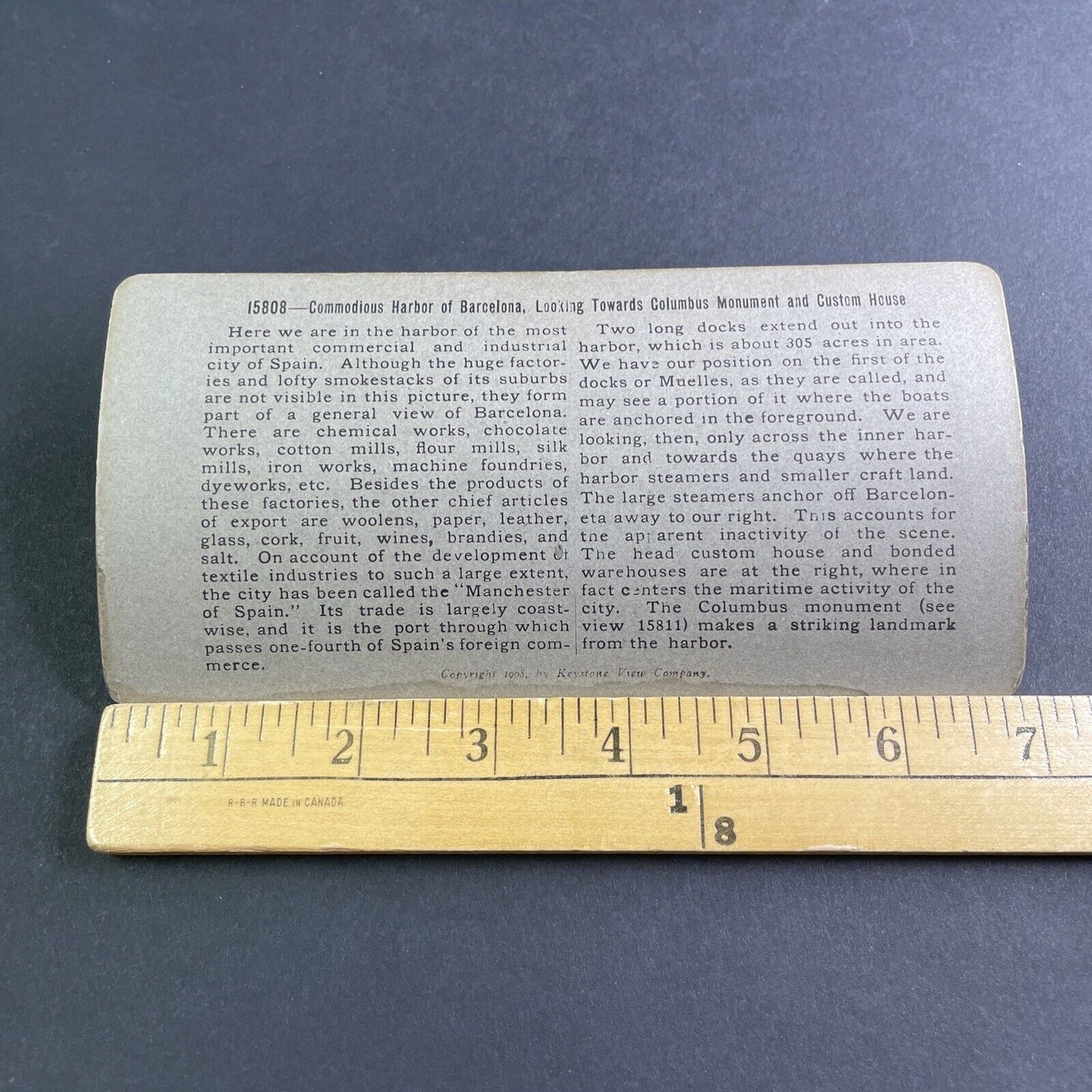 Antique 1908 City Of Barcelona Spain From Harbor Stereoview Photo Card P2183