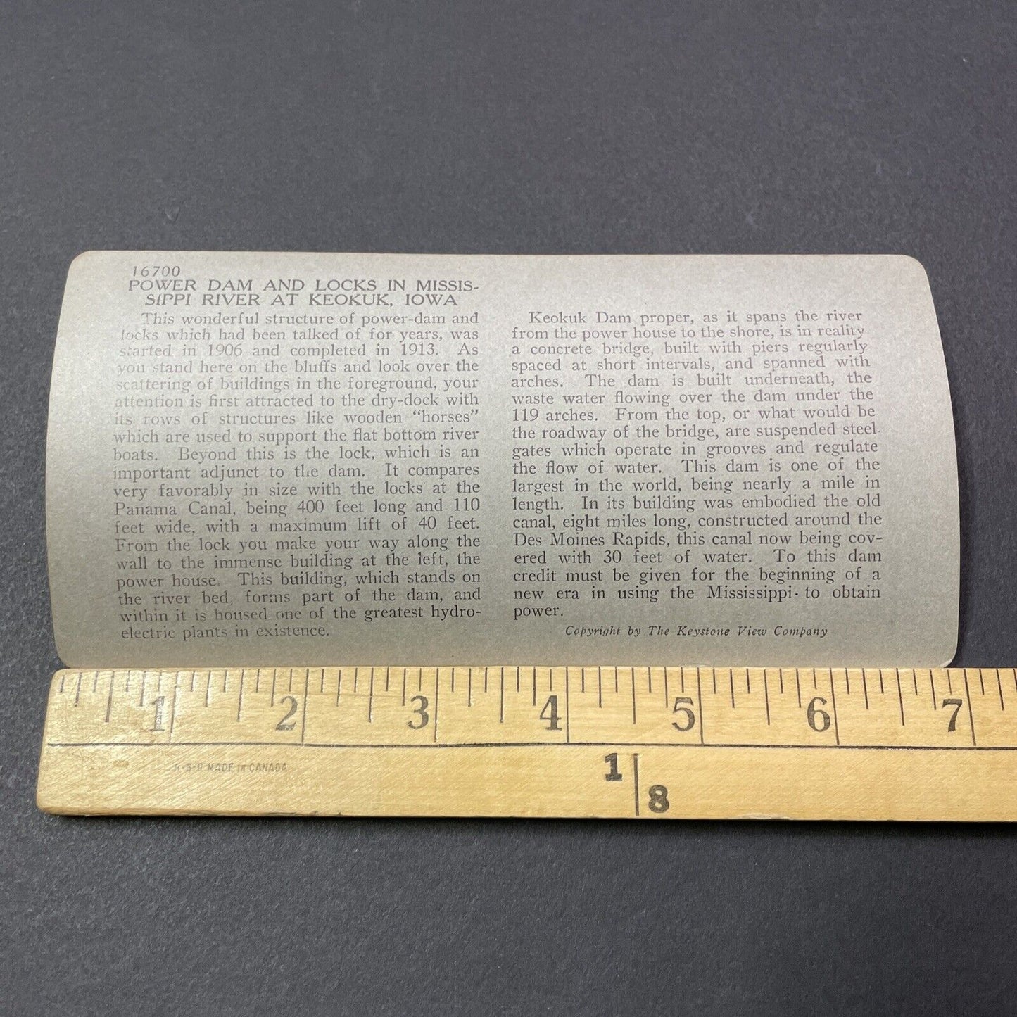 Antique 1910s Keokuk Iowa Hydro Electric Dam Stereoview Photo Card V2183