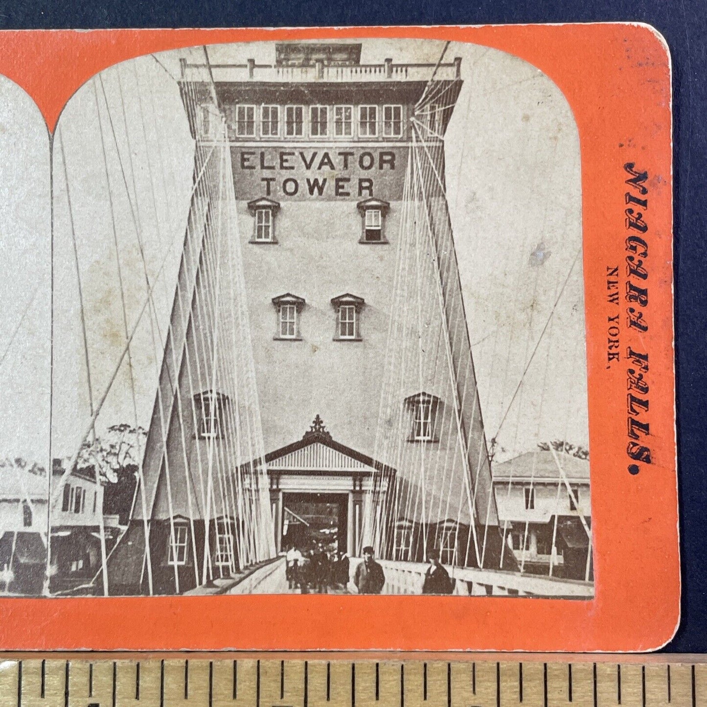 Niagara Falls Suspension Bridge Stereoview George Barker Antique c1865 X1279
