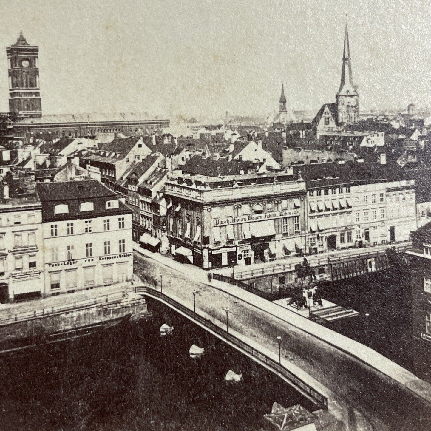 Antique 1870s Berlin City Center Germany Stereoview Photo Card P4170