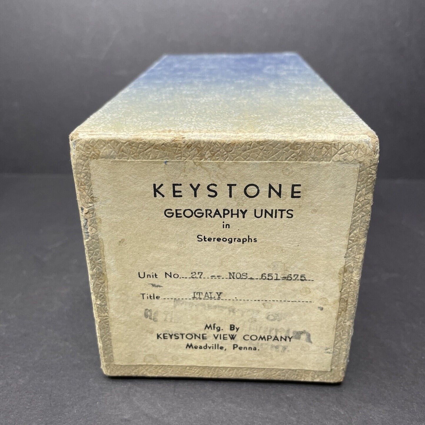 Box Set of 25 Scarce Italy Stereoview Late Production No. 651-675 Keystone c1935