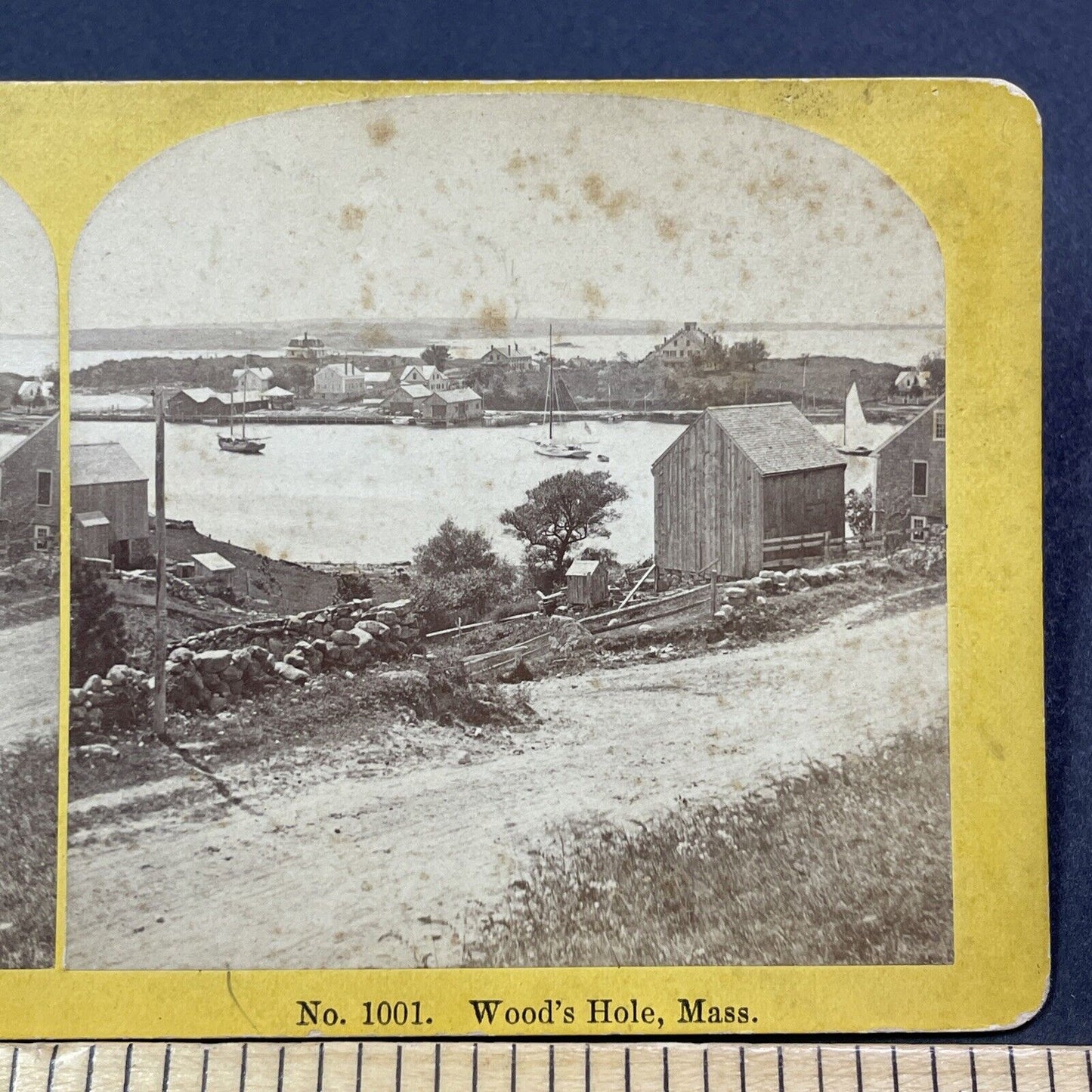 Antique 1870s Wood's Hole Massachusetts Stereoview Photo Card V1979