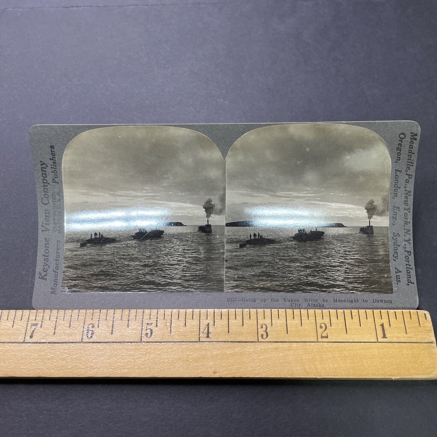 Antique 1900 Gold Miners Ship Ore Dawson City Alaska Stereoview Photo Card P2327
