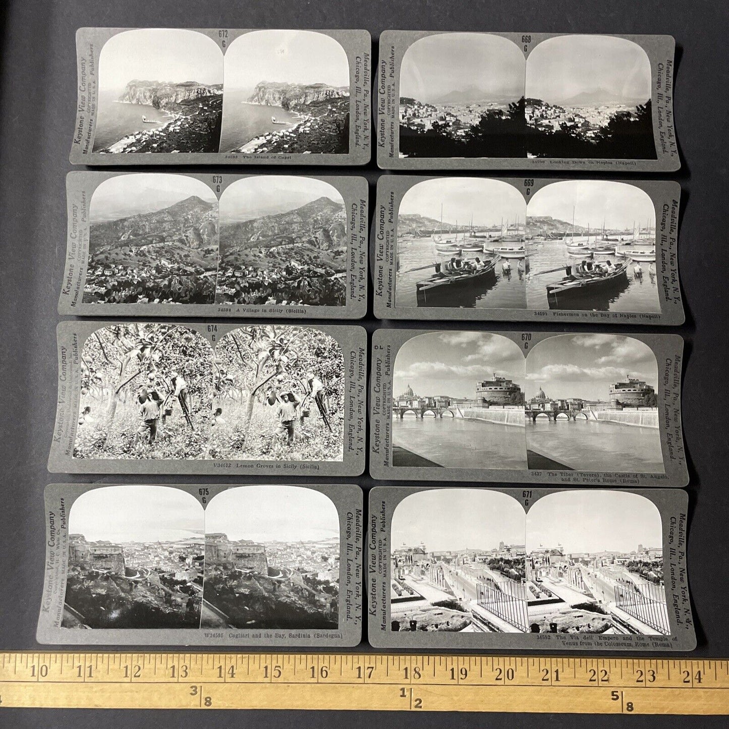 Box Set of 25 Scarce Italy Stereoview Late Production No. 651-675 Keystone c1935