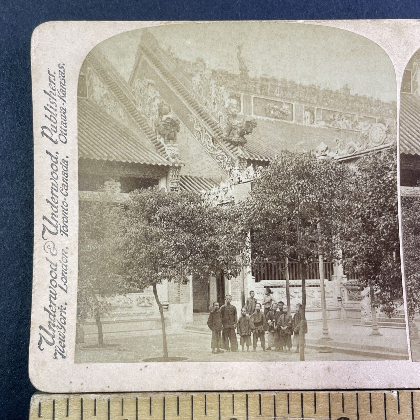 Chen Clan Ancestral Hall Stereoview Guangzhou China Antique c1900 X3102