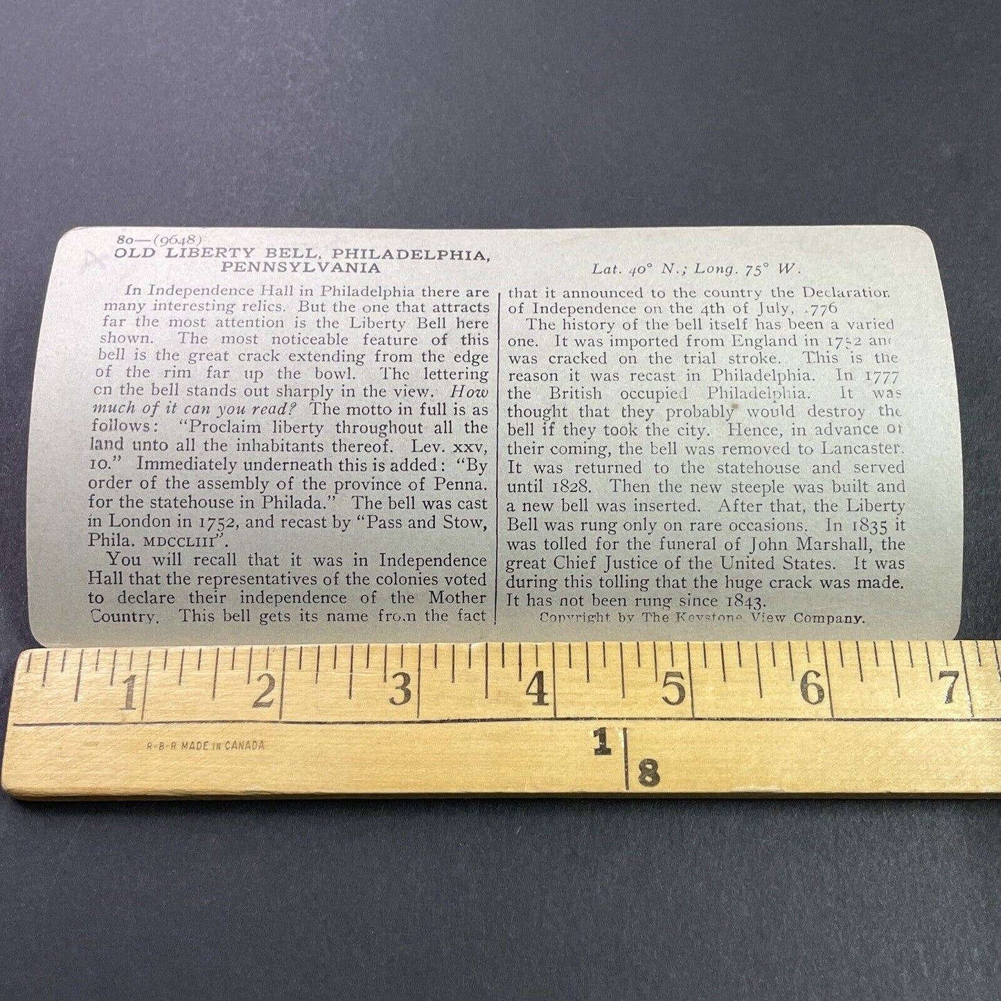 Antique 1910s The Liberty Bell Philadelphia PA Stereoview Photo Card P3675