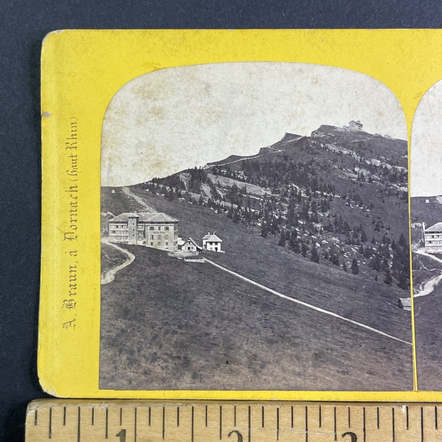Rigi Kulm & Rigi Staffel Hotel Stereoview Adolfe Braun Antique c1870 X3601