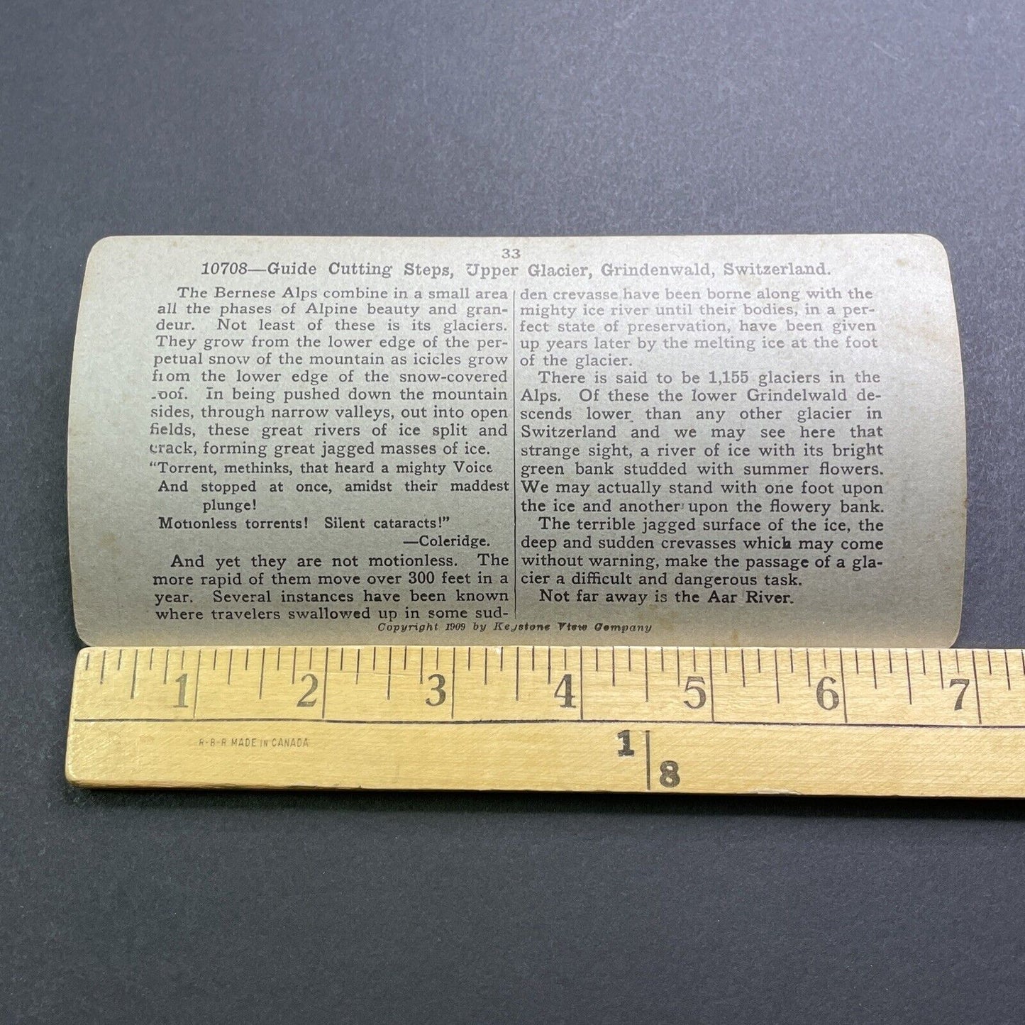 Antique 1909 Mountain Climber In Grindelwald Stereoview Photo Card V2868