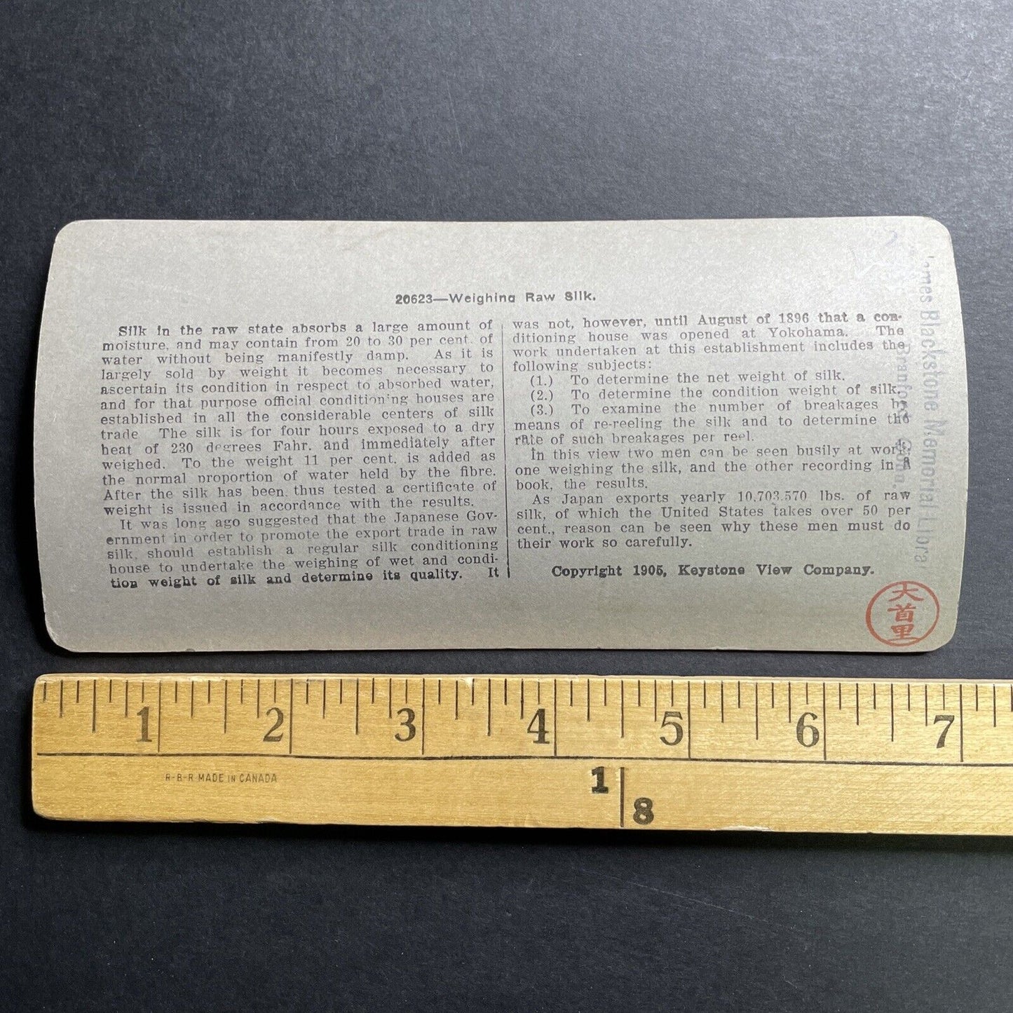 Antique 1905 Weighing Raw Silk Yokohama Japan Stereoview Photo Card P1537