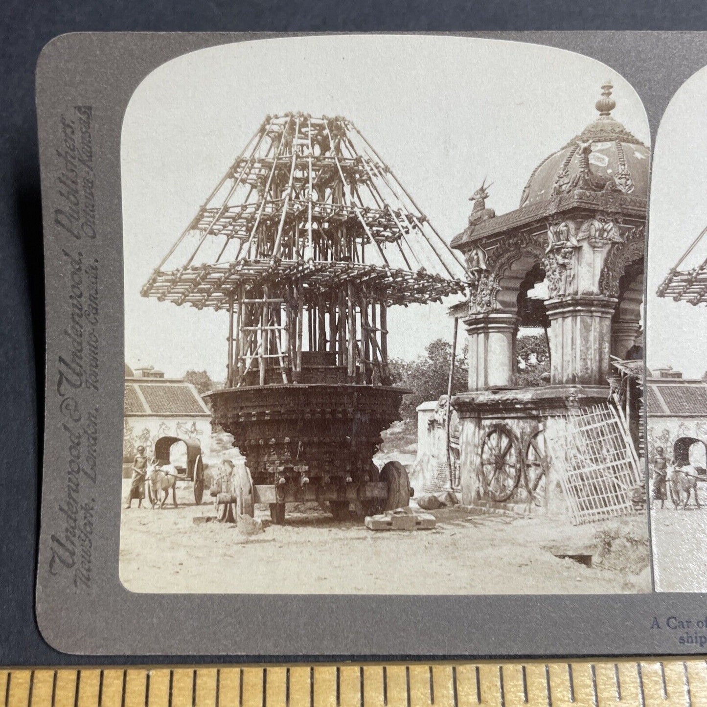 Antique 1903 A Wagon Invention For Hindu Worship Stereoview Photo Card P5657