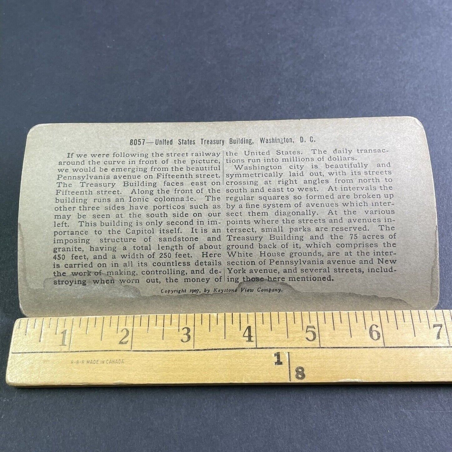 Antique 1898 The Treasury Building Washington DC Stereoview Photo Card P2210