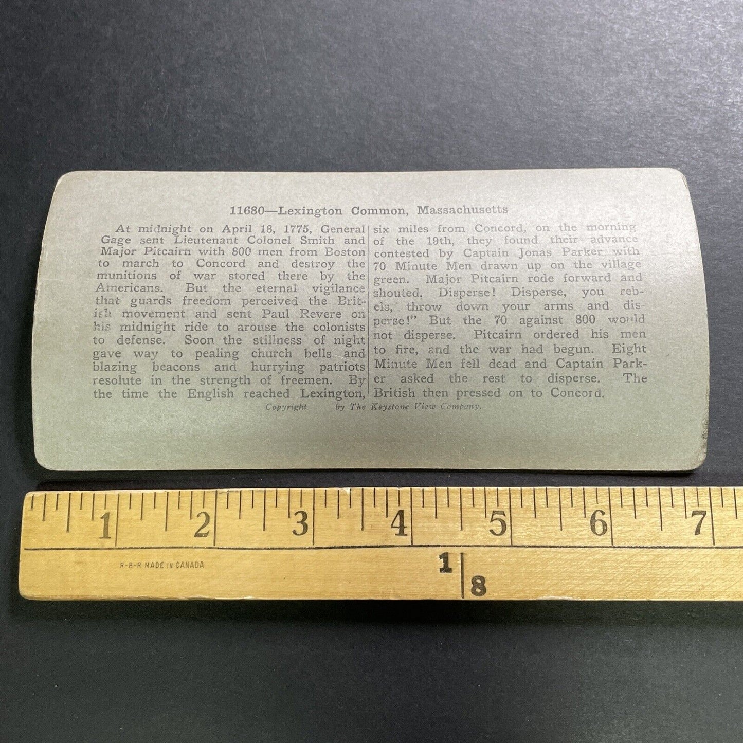 Antique 1918 Minute Men Memorial Lexington Mass. Stereoview Photo Card P1408