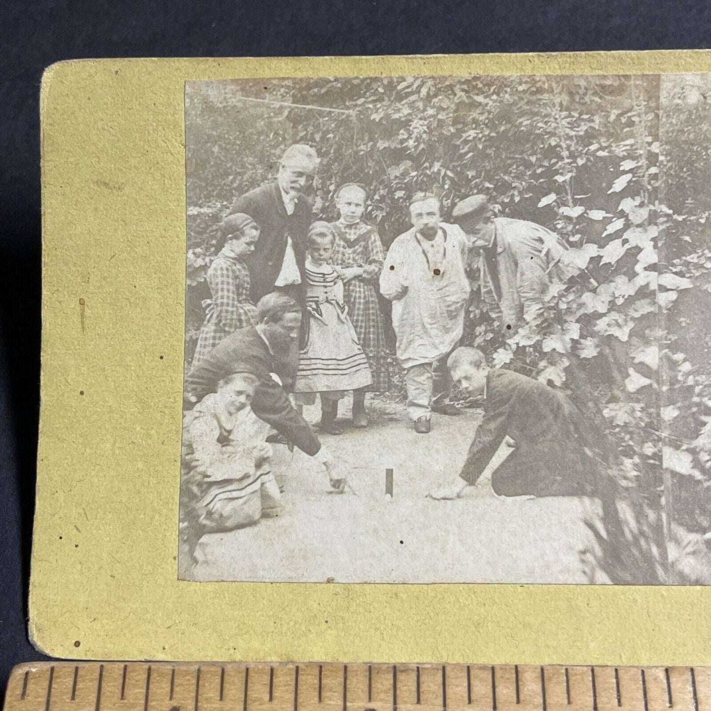 Antique 1870s Small Circus Magician With Firecracker Stereoview Photo Card P4647