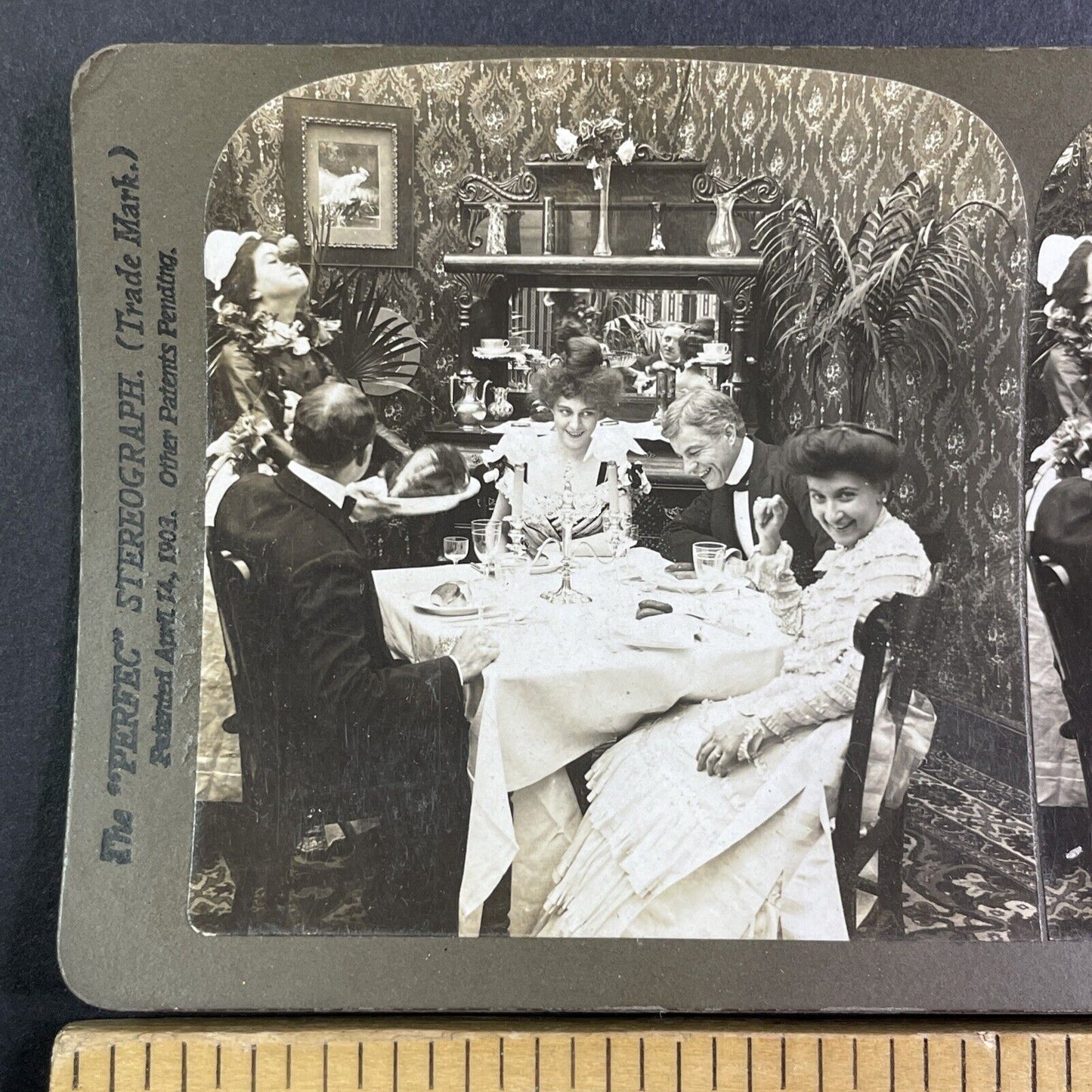 Maid Balances a Turnip on her Nose Stereoview Antique c1903 Y1222