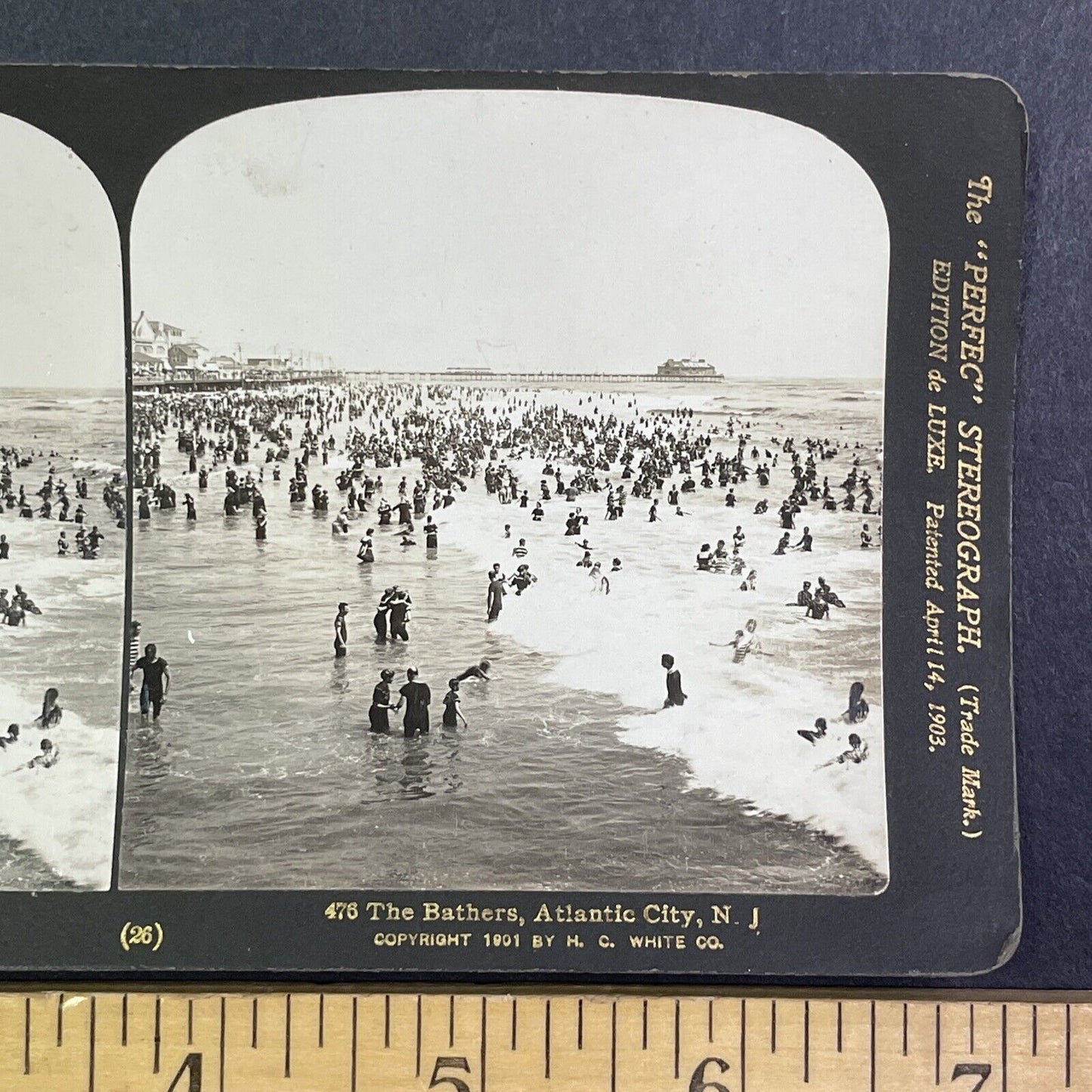 Atlantic City New Jersey Beach and Swimming Stereoview Antique c1901 Y1128