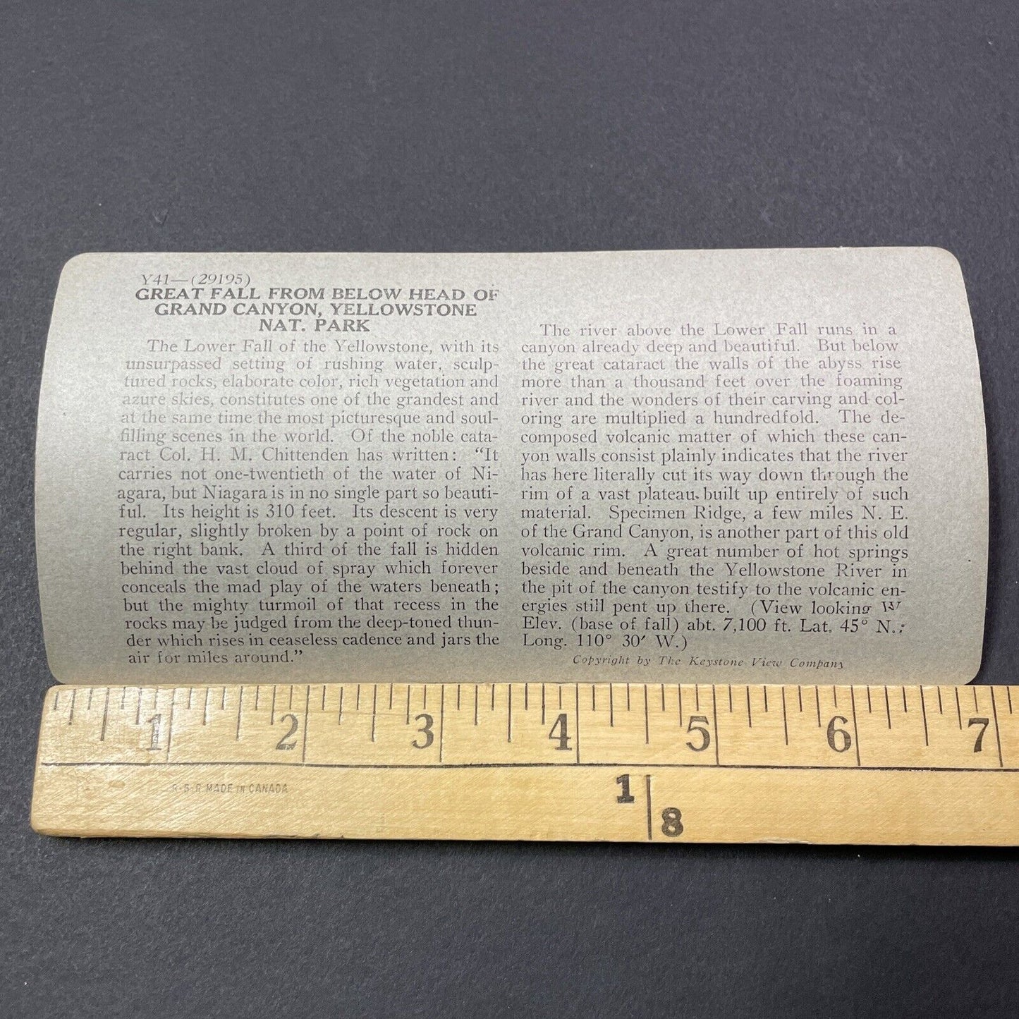 Antique 1910s Great Falls Yellowstone Park Wyoming Stereoview Photo Card V2166