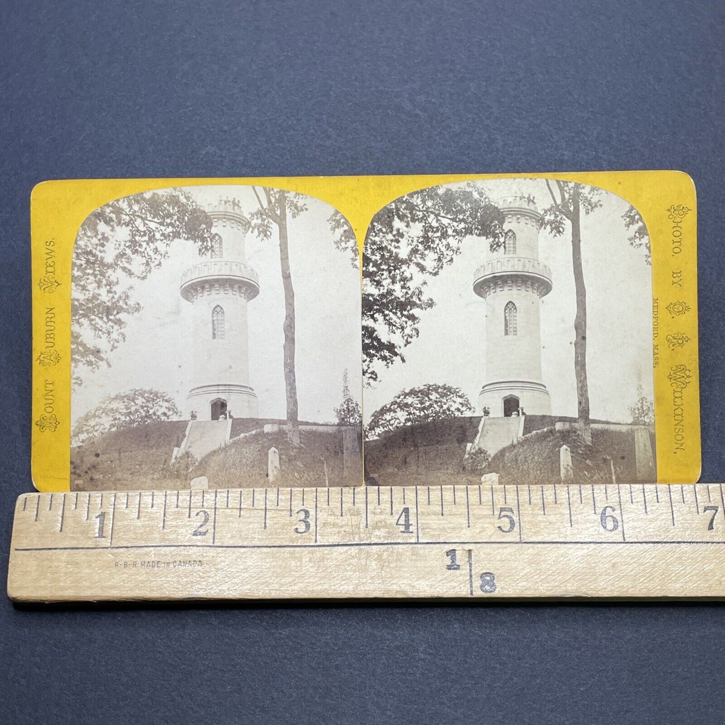 Antique 1870s Mount Auburn Cemetery Monument Stereoview Photo Card V1738