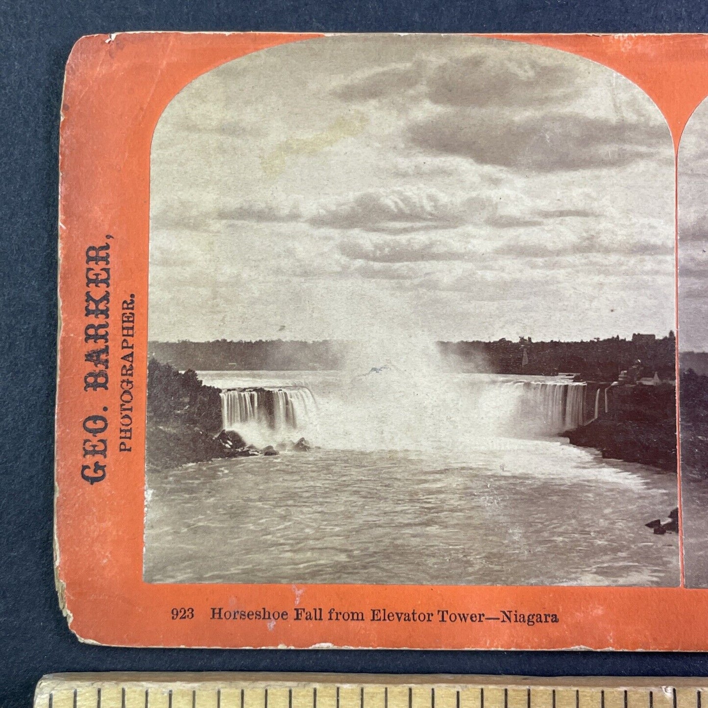 Horseshoe Falls Niagara Falls Stereoview George Barker Antique c1870s Y2540