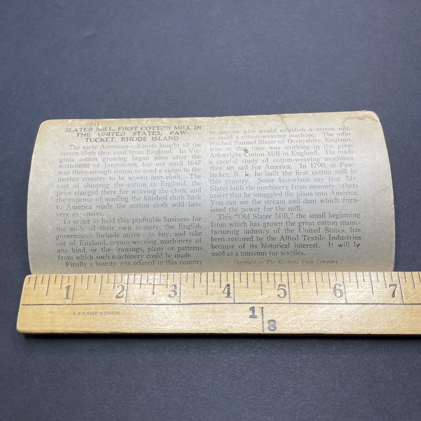 Antique 1920 Slater Cotton Mill Pawtucket RI Stereoview Photo Card P2055