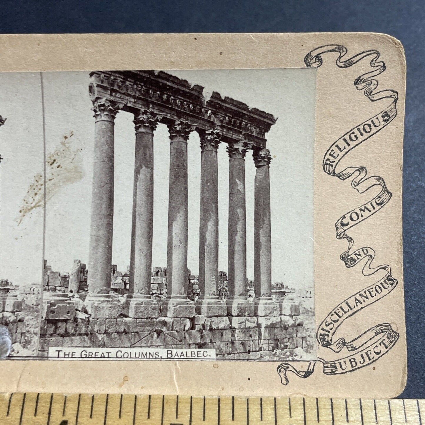 Antique 1880s Ruins Of Baalbek Lebanon Stereoview Photo Card P5114