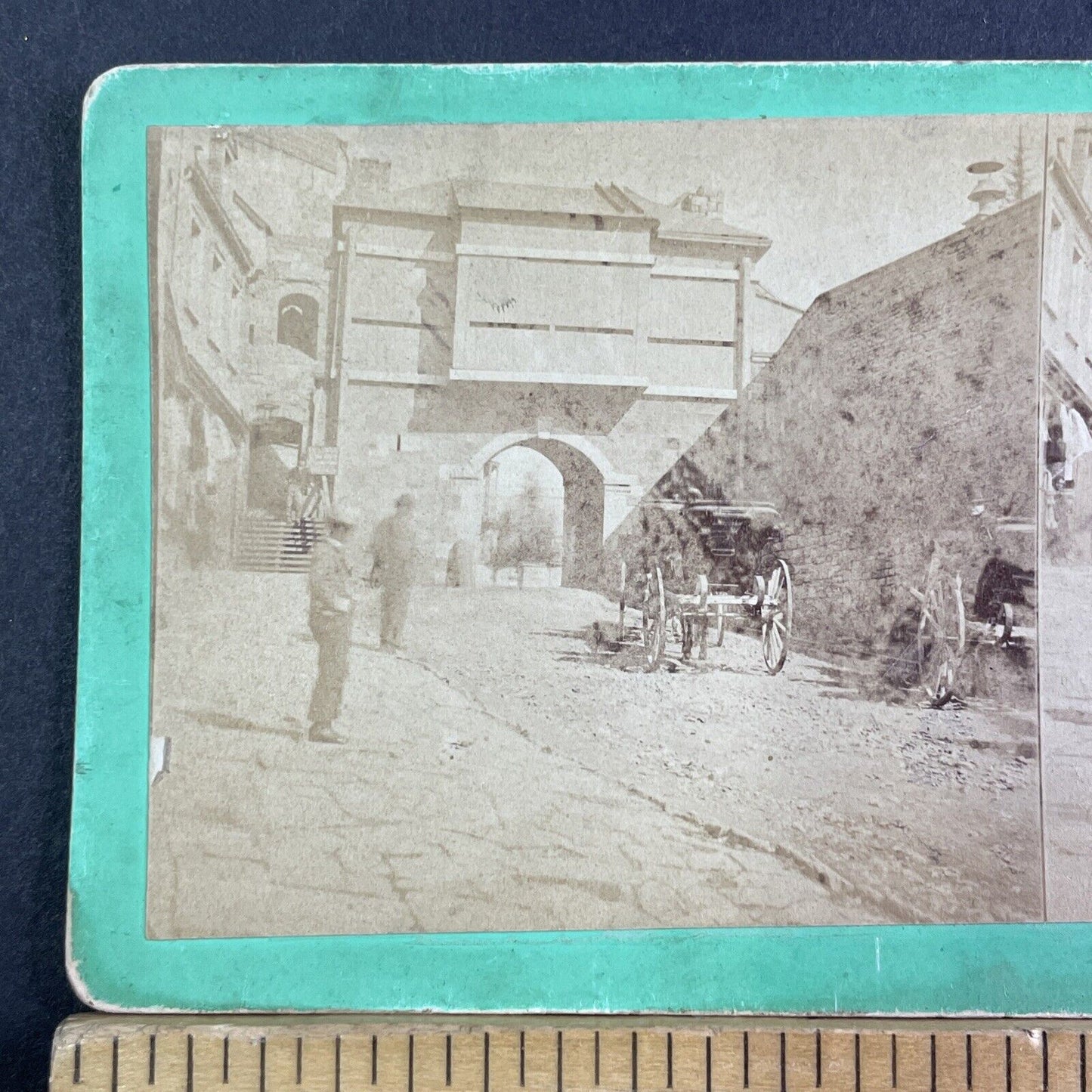 Prescott Gate Quebec City Stereoview Before Demolition Antique c1865 X3241