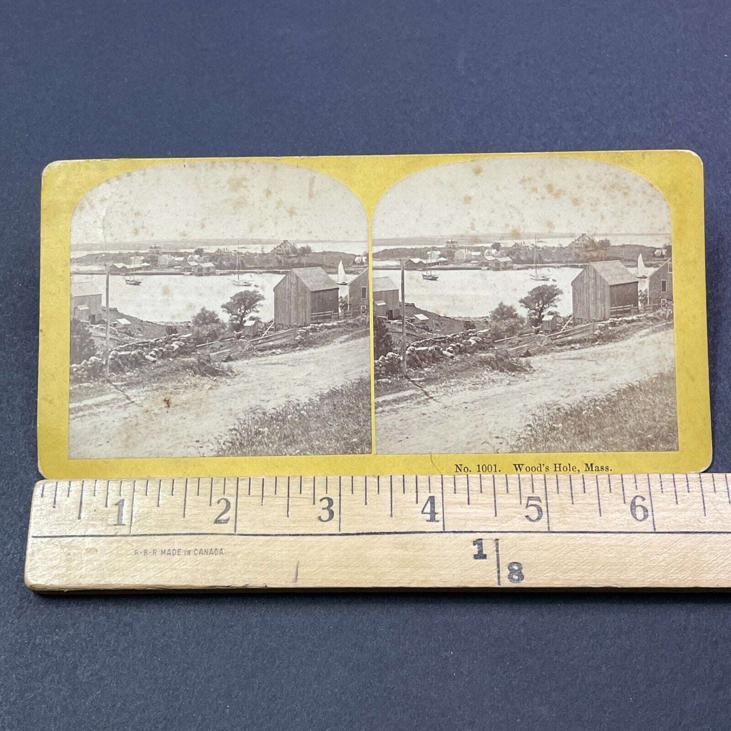 Antique 1870s Wood's Hole Massachusetts Stereoview Photo Card V1979