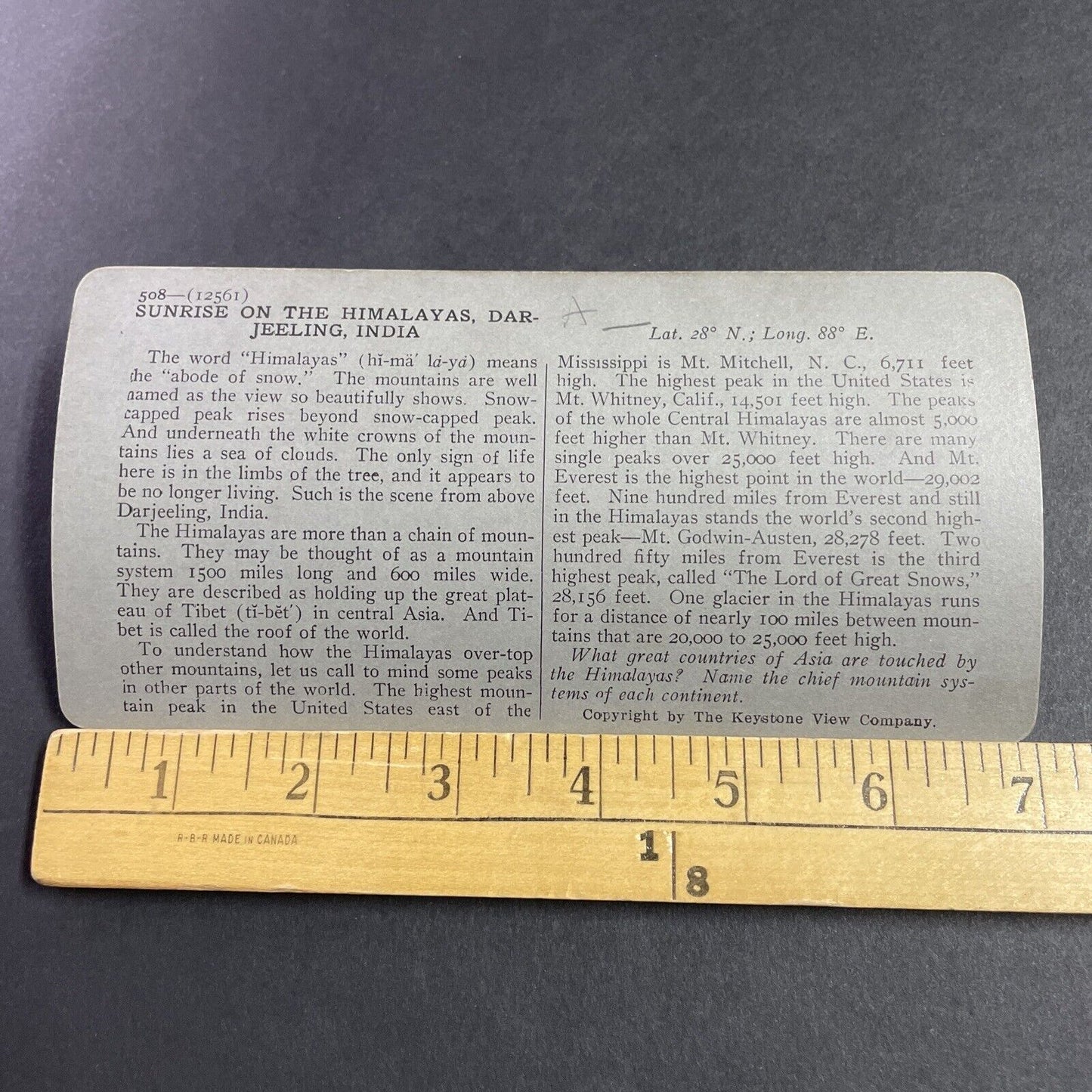 Antique 1910s Himalayas Mountains Nepal Stereoview Photo Card P3620