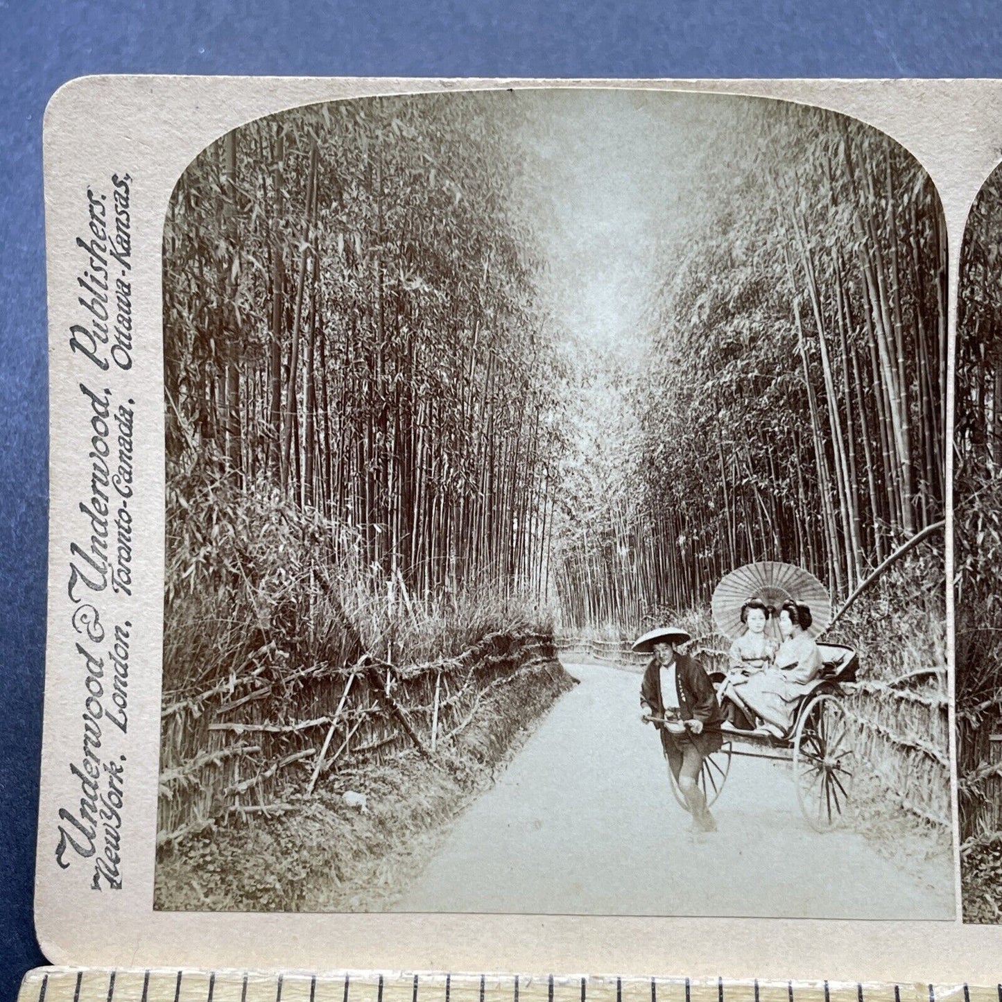 Antique 1896 Japanese Geishas In A Rickshaw Taxi Stereoview Photo Card P2363