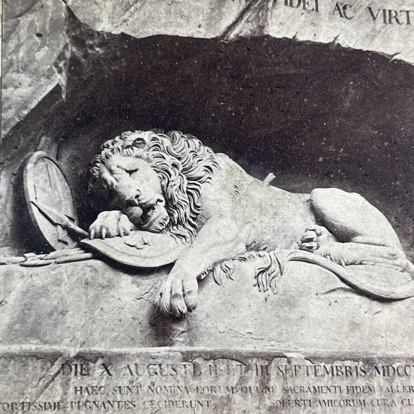 Lion Monument Lucerne Switzerland Stereoview Adolfe Braun Antique c1870 X3592