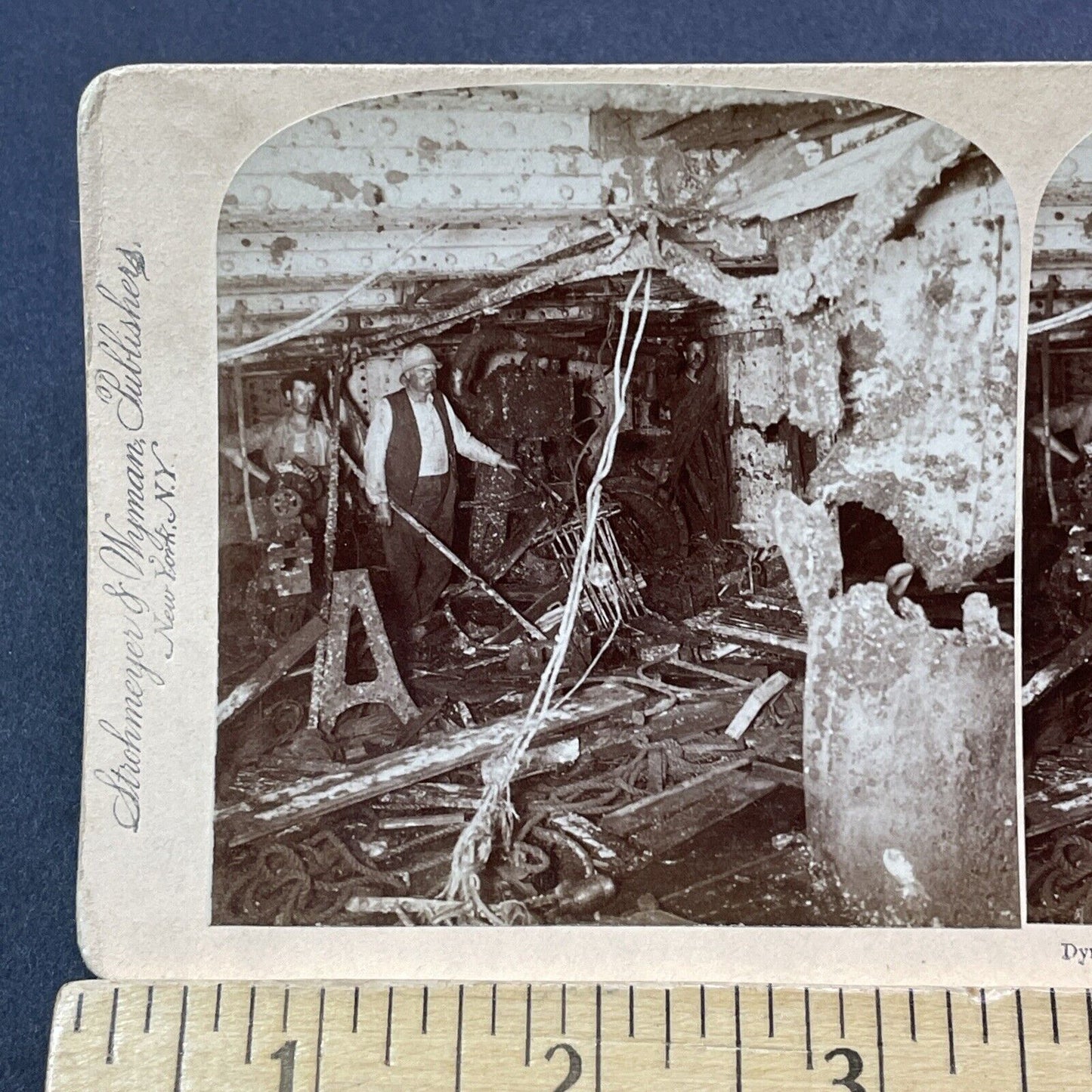 Antique 1899 A Bombed Out Spanish Ship War Disaster Stereoview Photo Card V3279