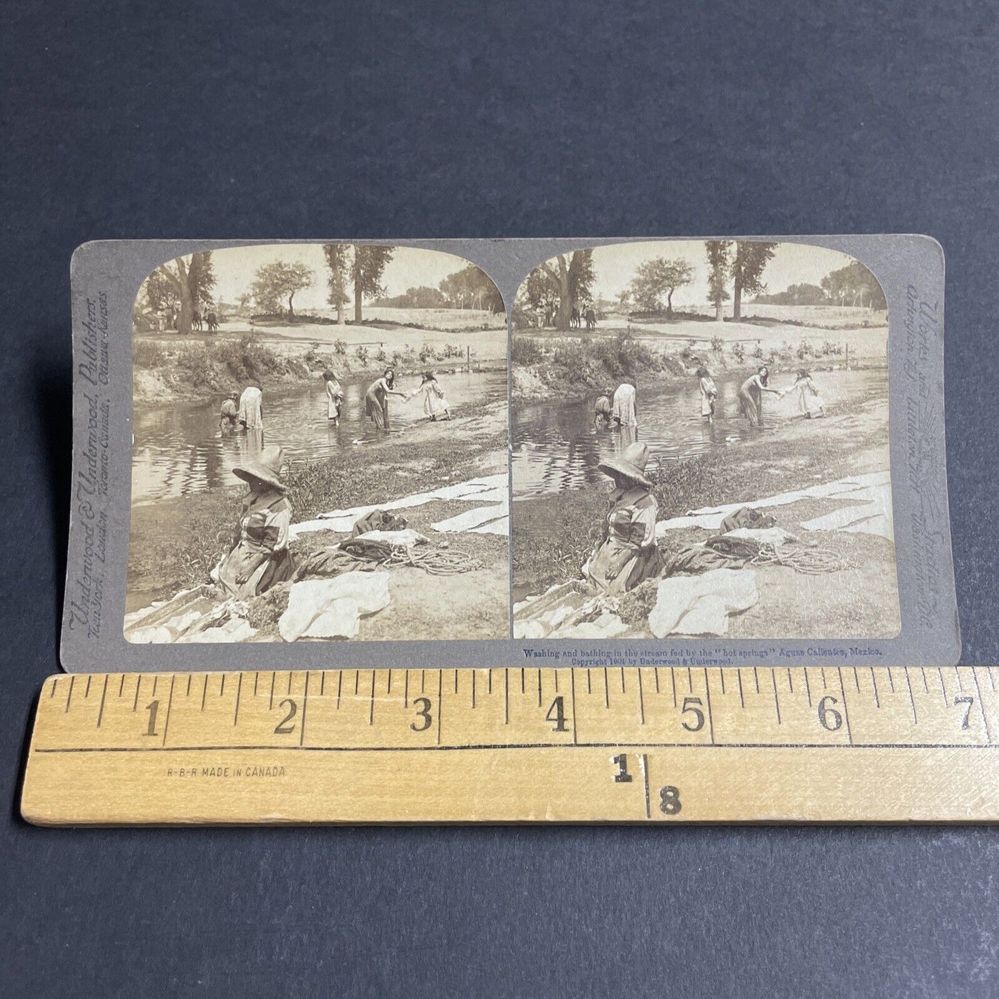 Antique 1901 Beautiful Woman In Mexican Hot Springs Stereoview Photo Card P4848