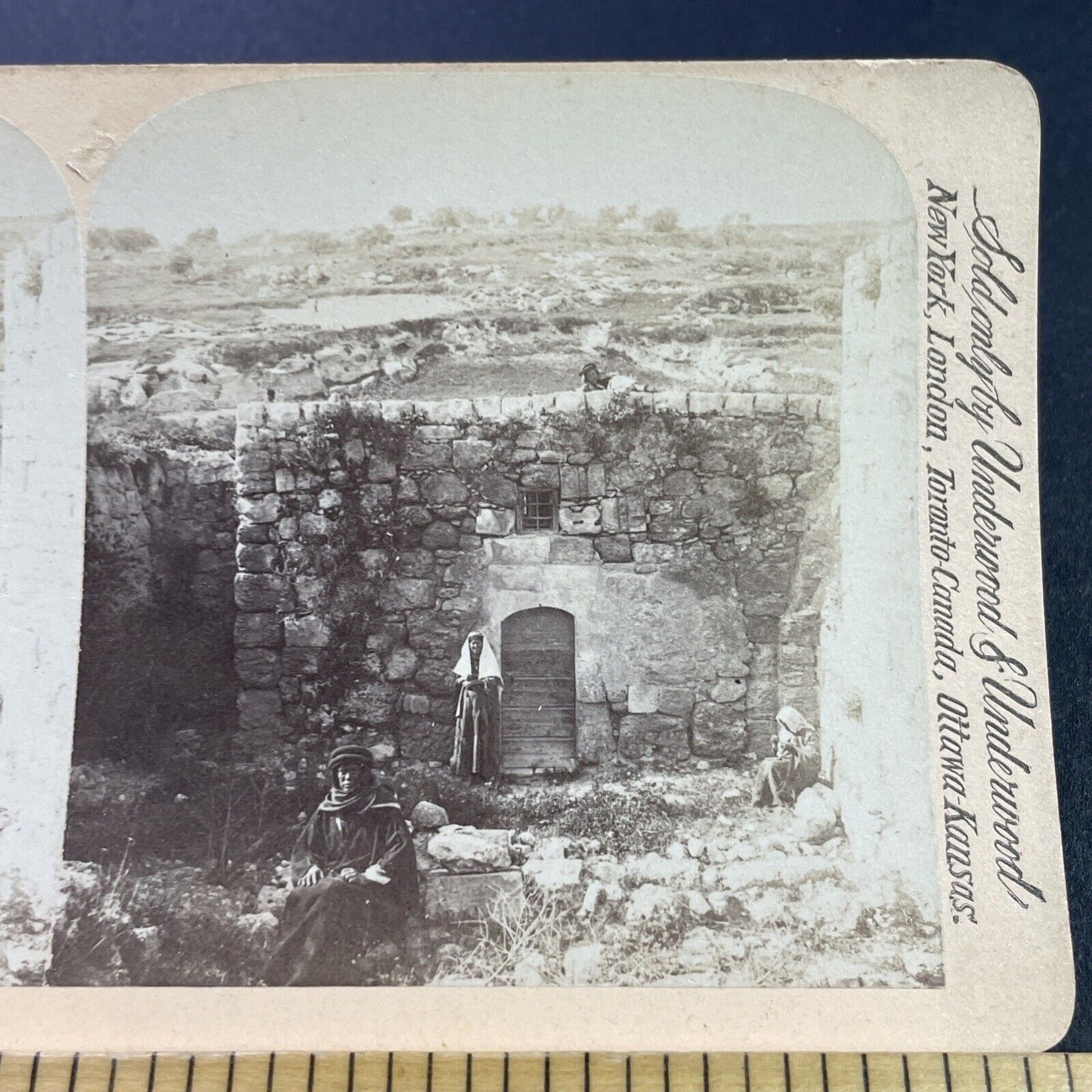 Antique 1880s Palestinian Family Bethany Israel Stereoview Photo Card P3851
