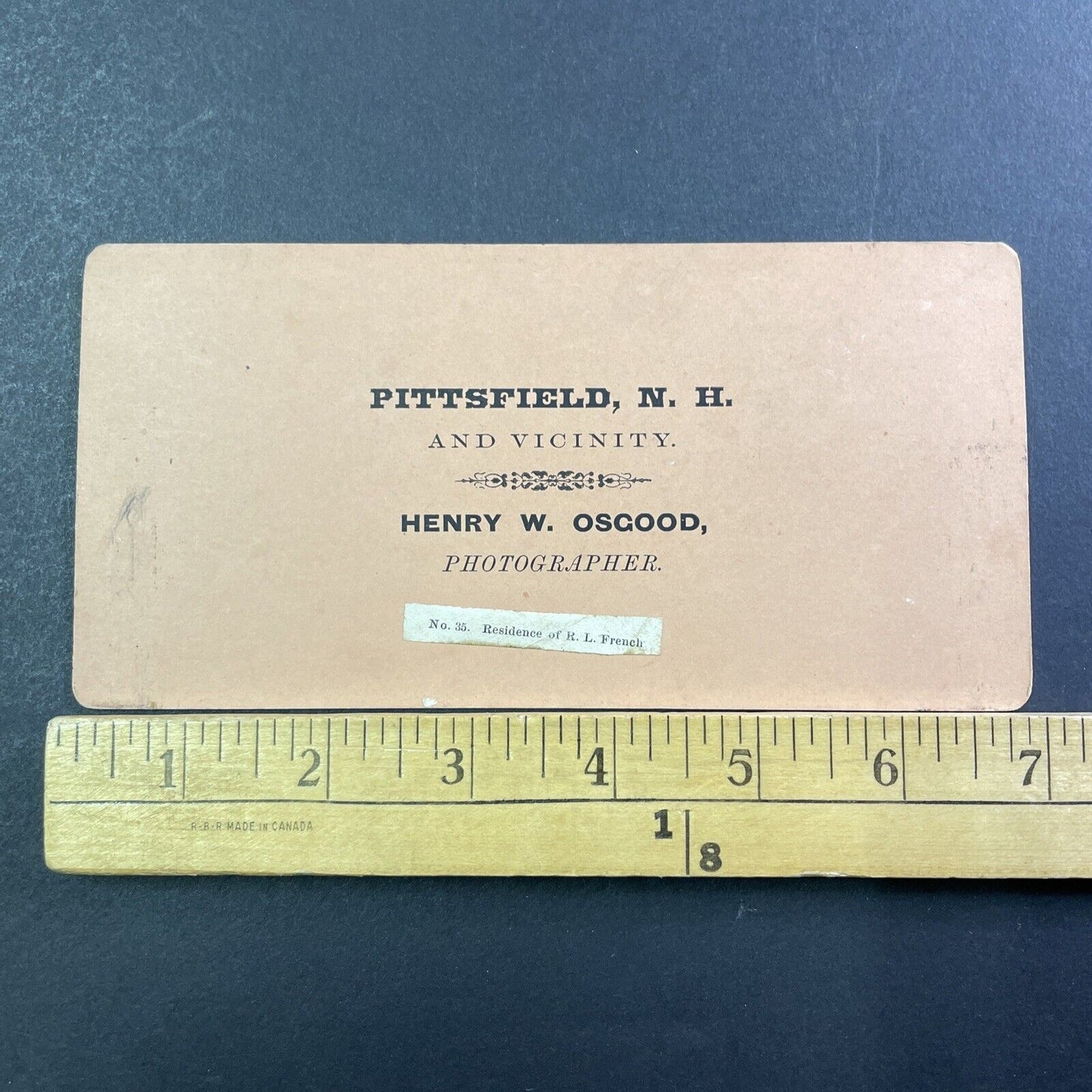 RL French House Pittsfield New Hampshire Stereoview Henry Osgood Antique c1870