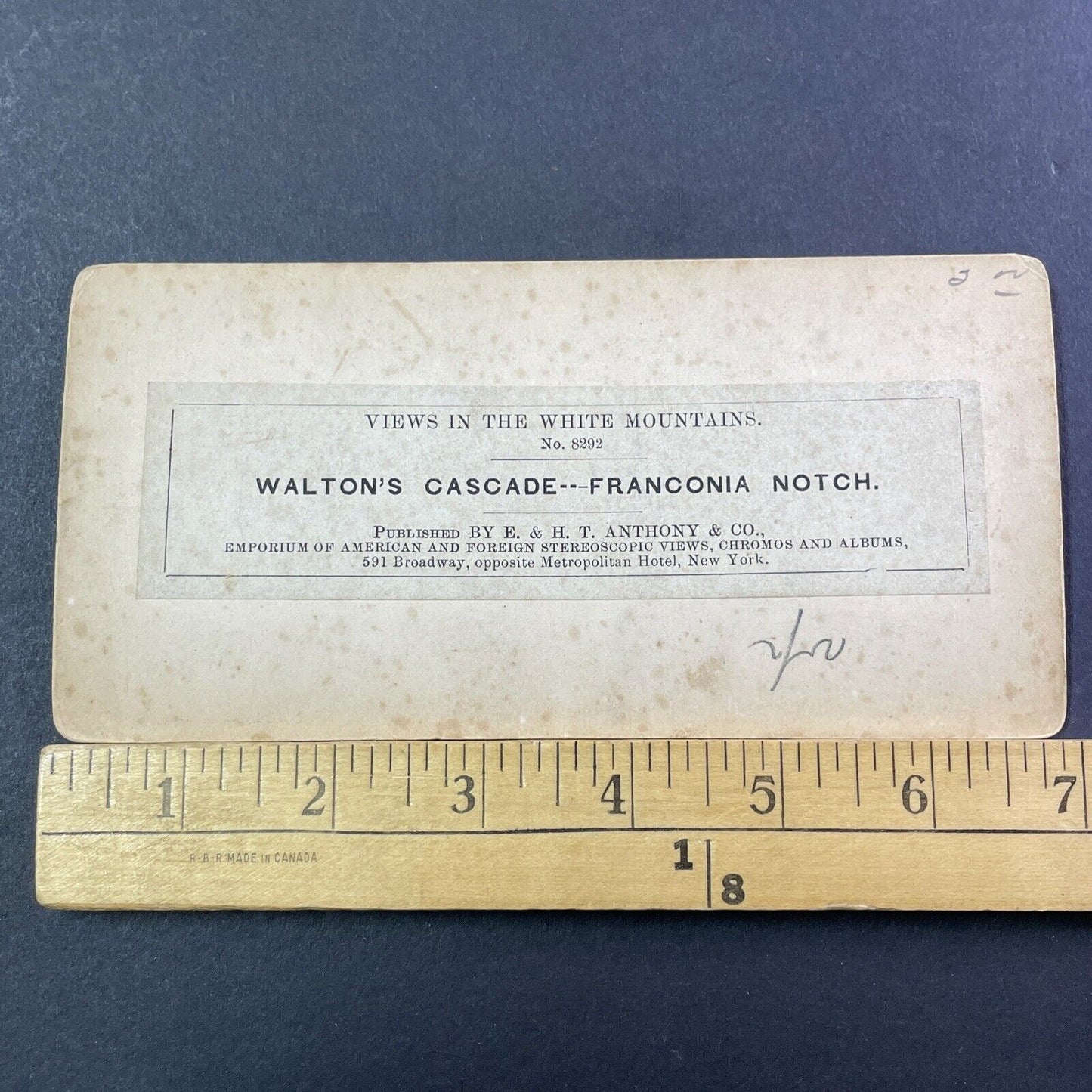 Waltons Cascade New Hampshire Stereoview HT Anthony Photo Card Antique 1870 X878