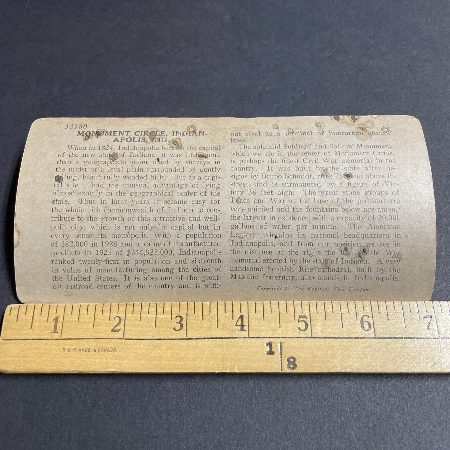 Antique 1930s Indianapolis Indiana City View Stereoview Photo Card P4914