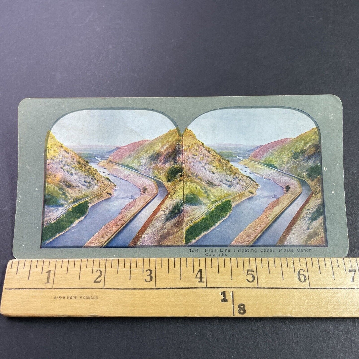 Antique 1910s Canal In Grand Junction Colorado Color Stereoview Photo Card P3454