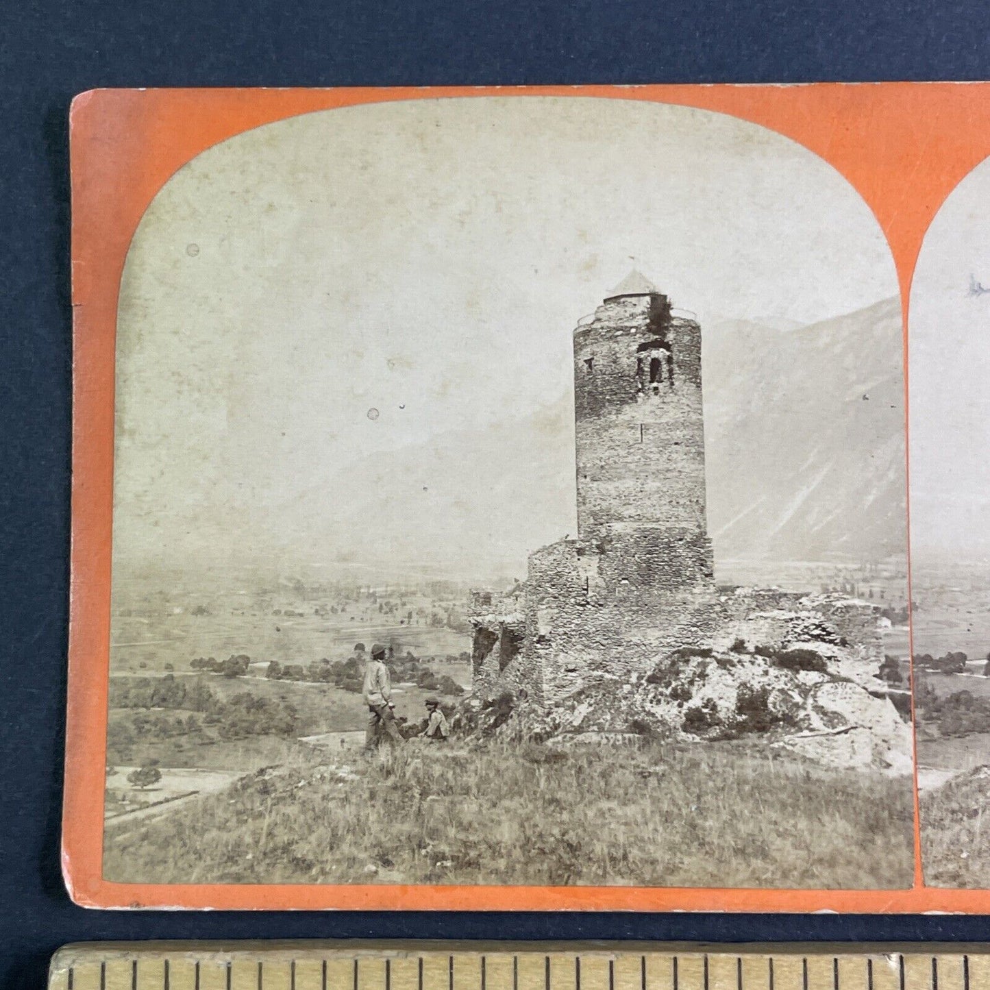 La Batiaz Castle Before Repairs Stereoview Switzerland Antique c1865 X3609