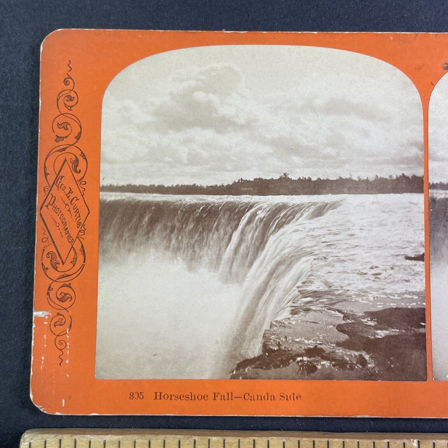 Niagara Falls Top Edge Canada Stereoview George Curtis Antique c1870 Y2436