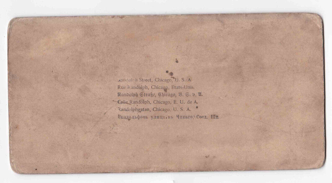 Antique 1893 Randolph Street Downtown Chicago Illinois Stereo Card P229