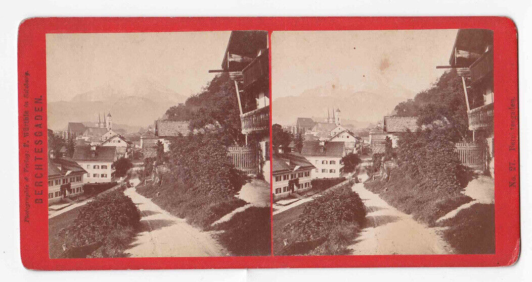 Antique 1880s Village Of Berchtesgaden & The Watzmann, Germany Stereo Card P244