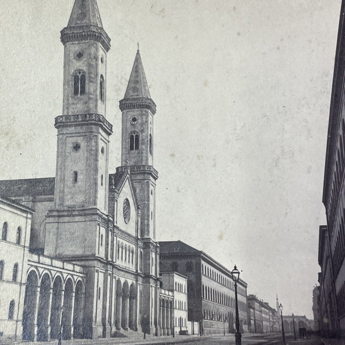 Munich Cathedral Church Germany Stereoview Christian Koenig Antique c1860s Y2183