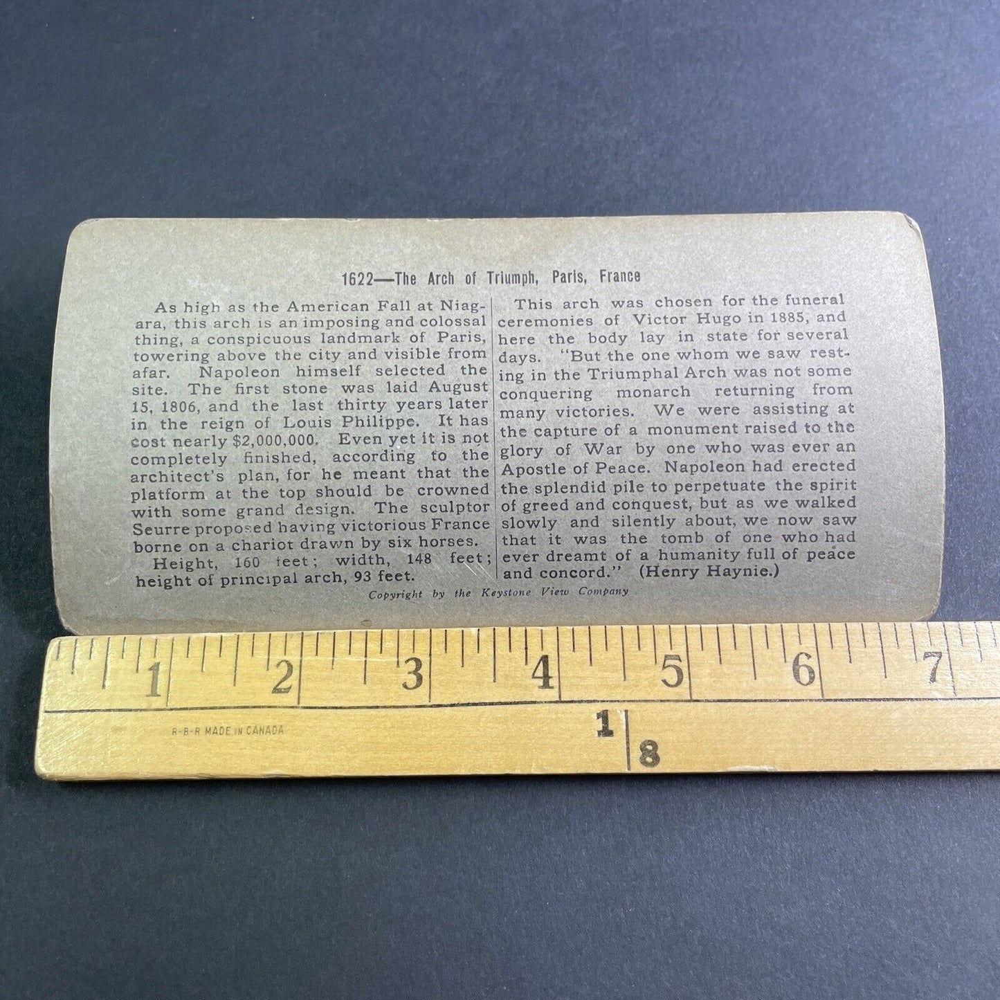 Antique 1896 Arc De Triomphe Paris France Stereoview Photo Card P2121