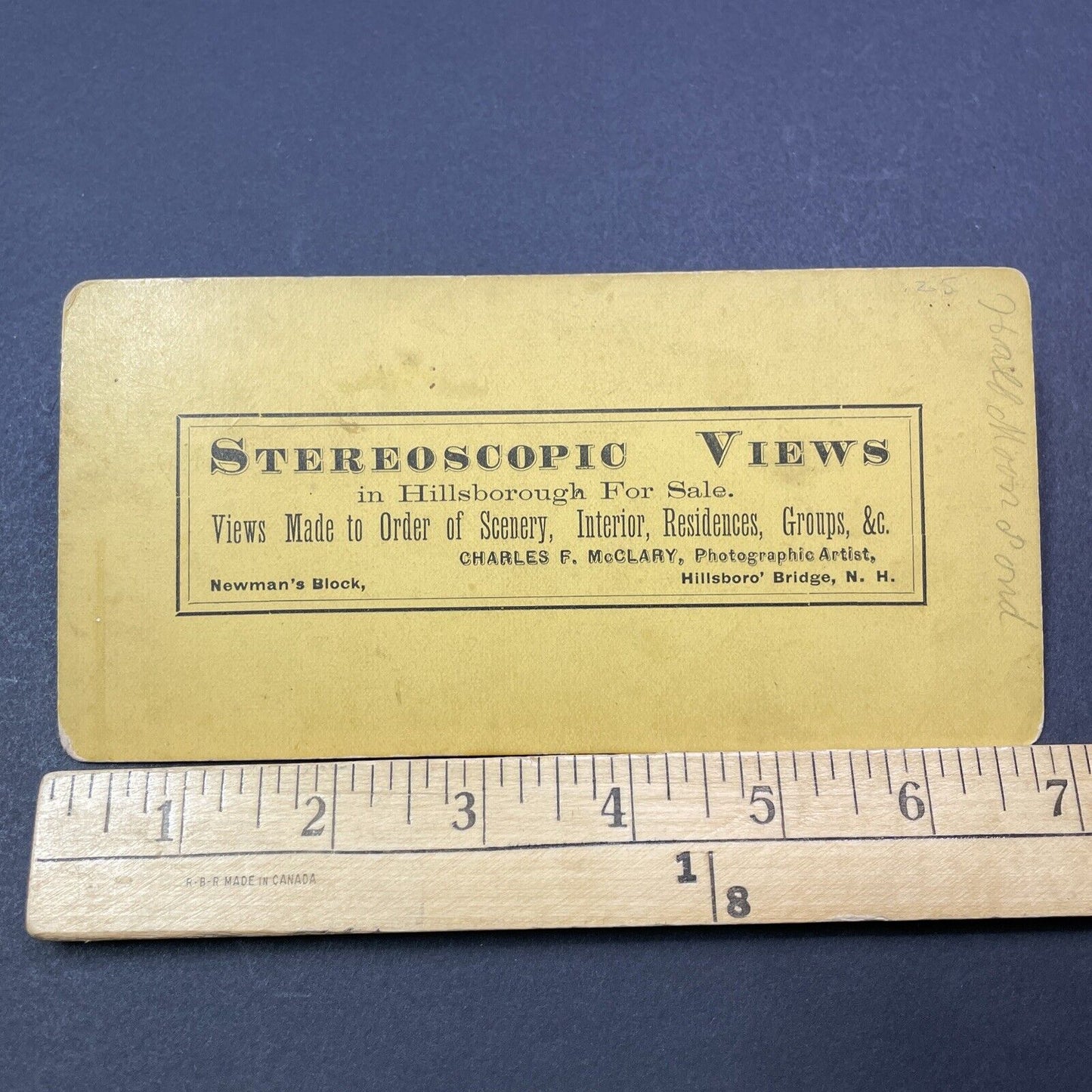 Antique 1860s Hillsborough New Hampshire Shoreline Stereoview Photo Card V2089