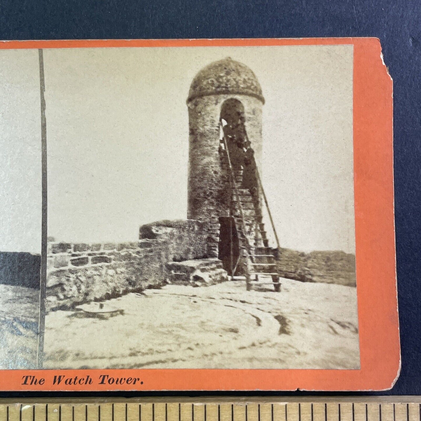 Sentry Tower Fort Marion Stereoview St. Augustine Florida Antique c1870s Y077