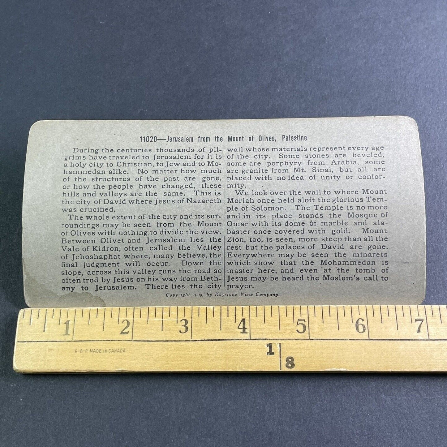 Antique 1900 Jerusalem City View Israel Palestine Stereoview Photo Card P2228