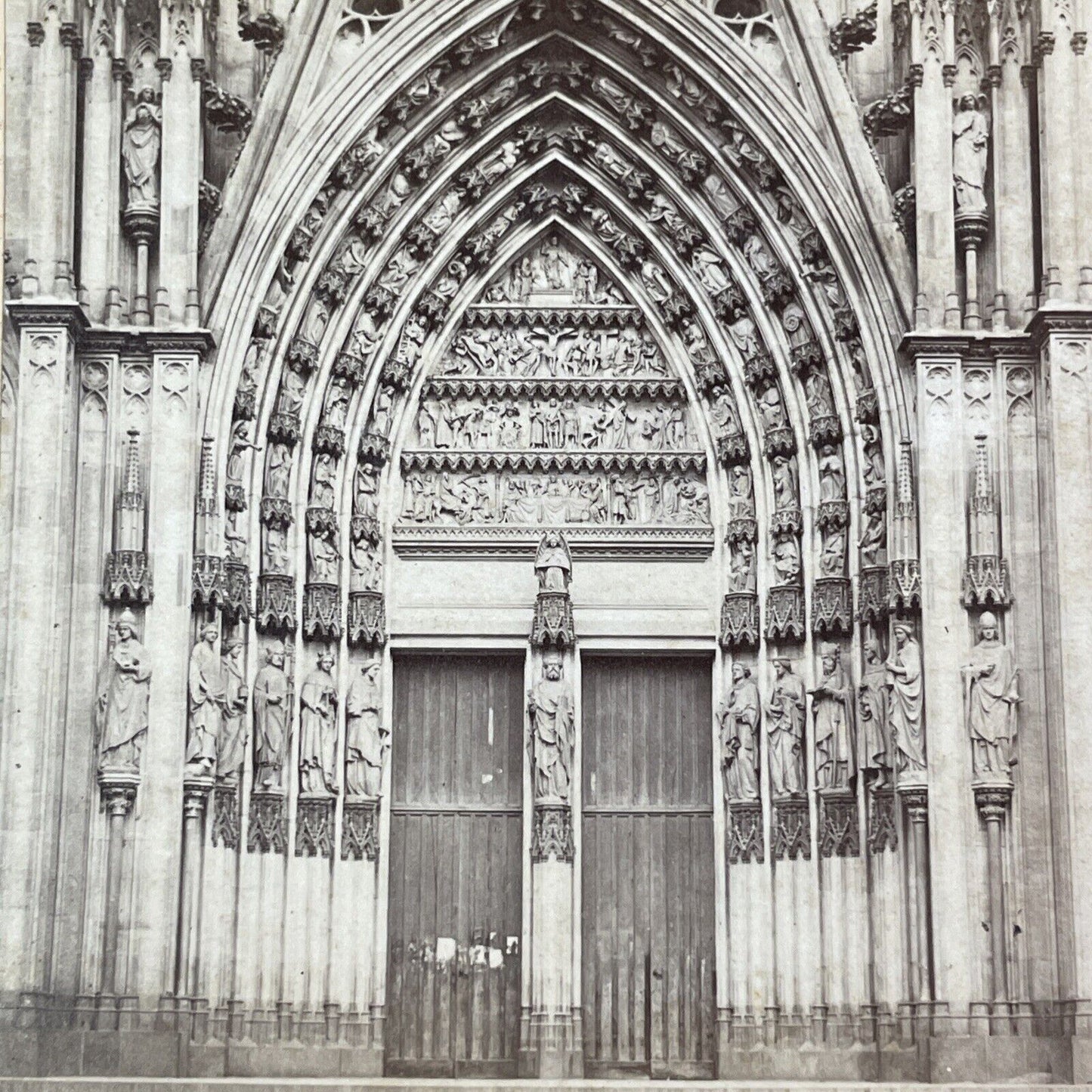 Cologne Cathedral Church Doors Germany Stereoview J.H. Schonscheidt c1880 Y148