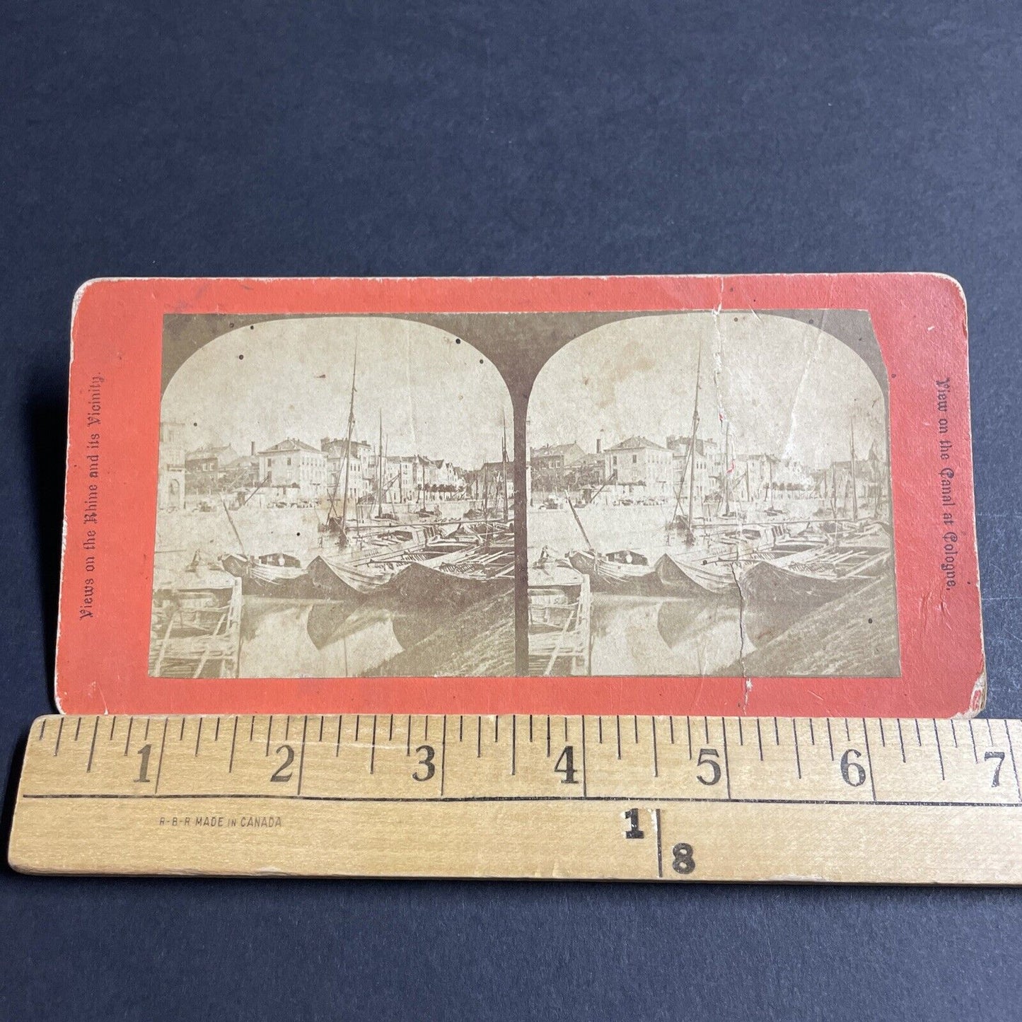 Antique 1860s Harbor View Cologne Koln Germany Stereoview Photo Card P4543