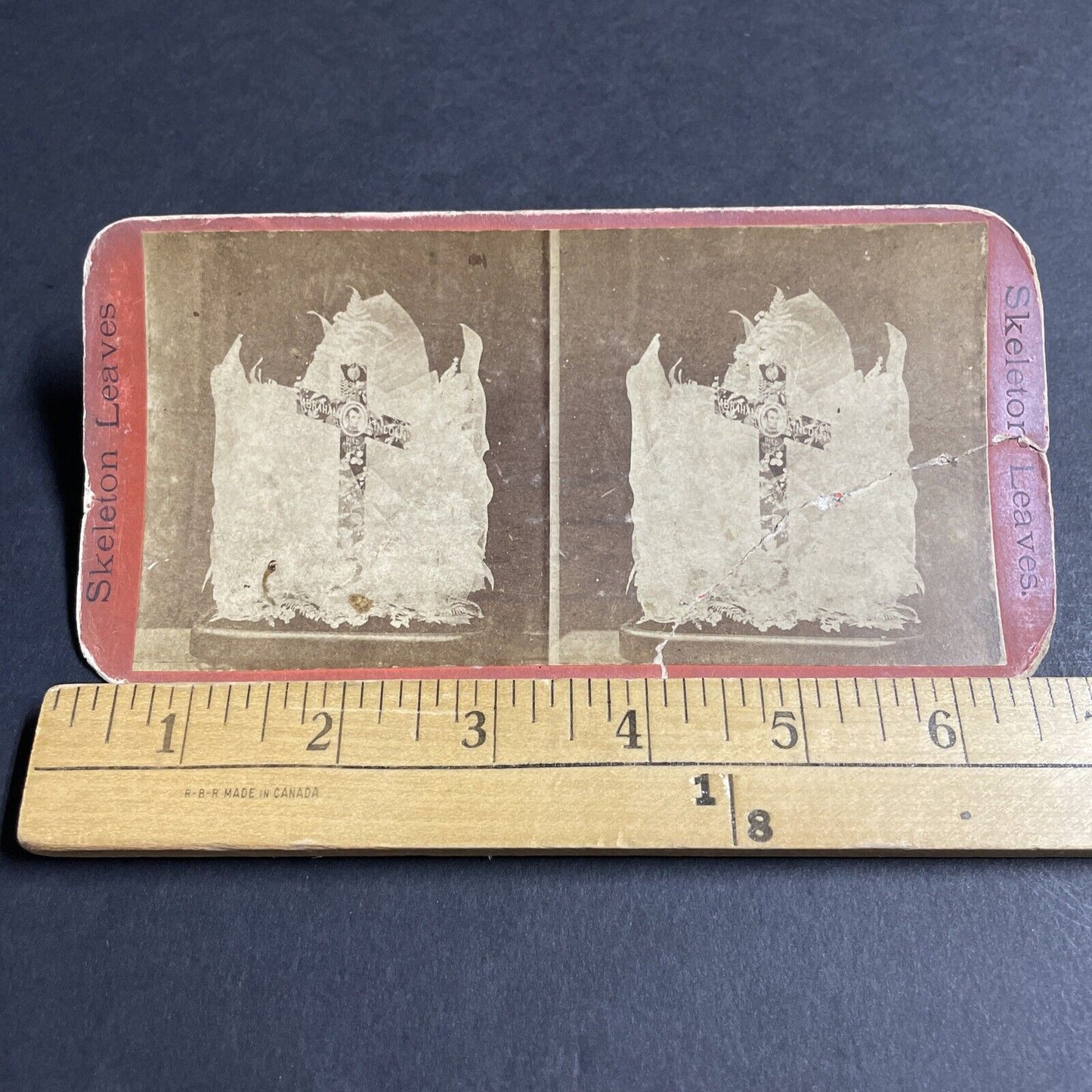 Antique 1873 Abraham Lincoln Coffin Death Wreath Stereoview Photo Card P4349