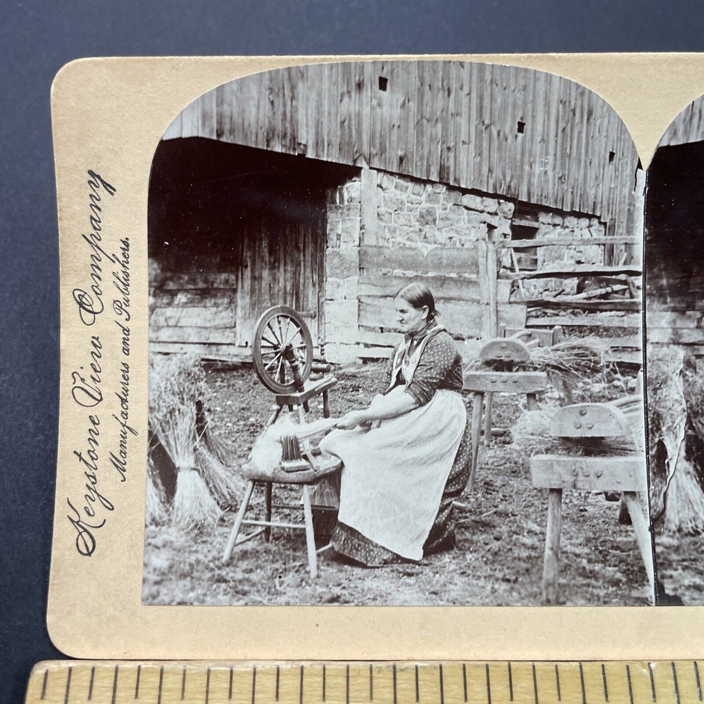 Antique 1880s Woman Spins Wool St. Louis Missouri Stereoview Photo Card P3115