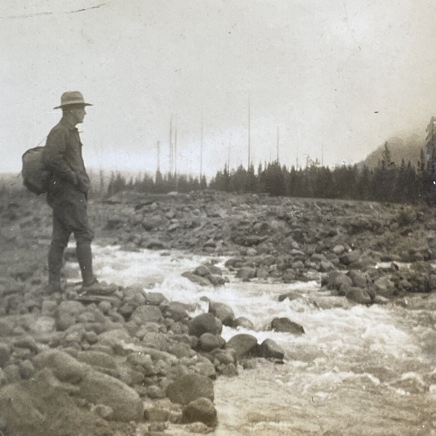 Kenai Alaska Stereoview Hunter Fisherman Ranger Antique c1910 X1606